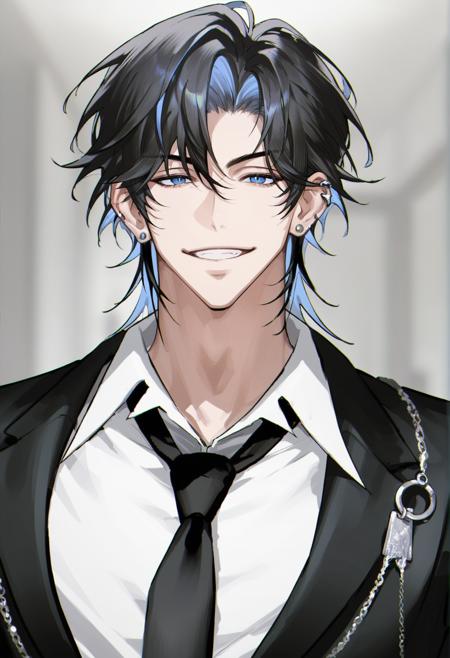 04416-1246070095-_lora_muksal3.0_0.8_,muksal,1boy,male focus,black hair,solo,necktie,shirt,looking at viewer,piercing,jewelry,multicolored hair,e.png